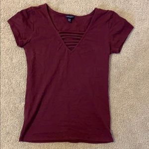 Aeropostale T-Shirt with Crossed V- neck